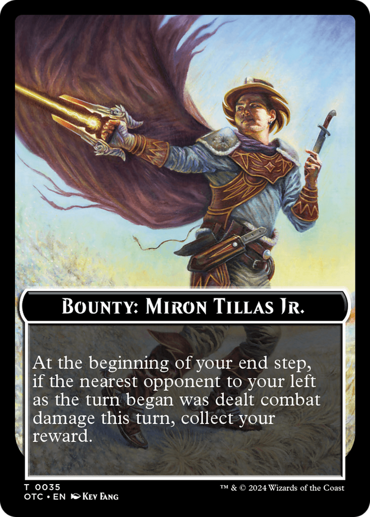 Magic: The Gathering - Bounty: Miron Tillas Jr. // Wanted! - Outlaws of Thunder Junction Commander Tokens
