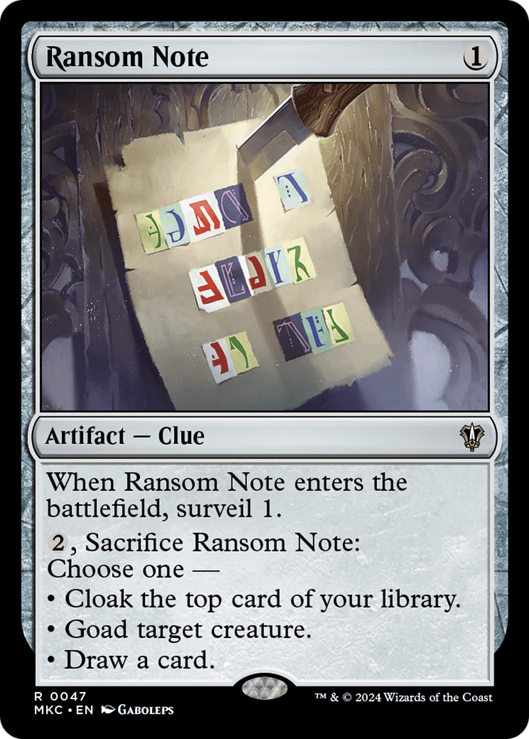 Magic: The Gathering - Ransom Note - Murders at Karlov Manor Commander