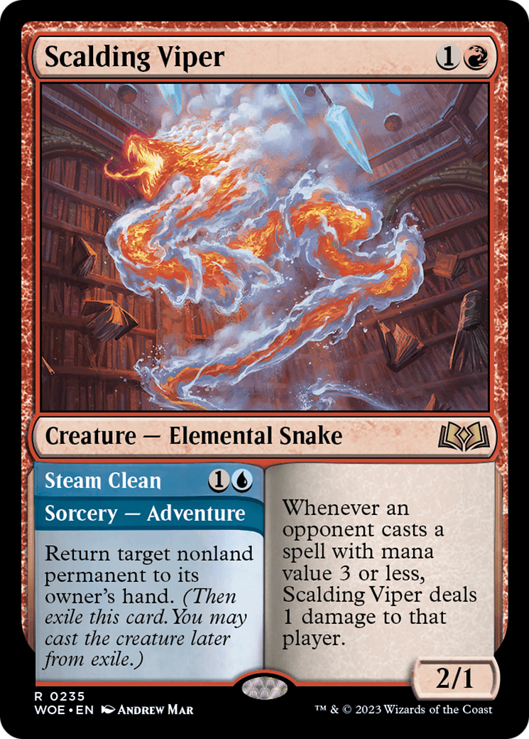 Magic: The Gathering - Scalding Viper // Steam Clean Foil - Wilds of Eldraine