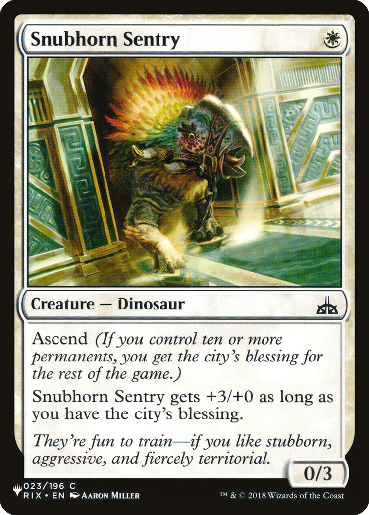 Magic: The Gathering - Snubhorn Sentry - The List