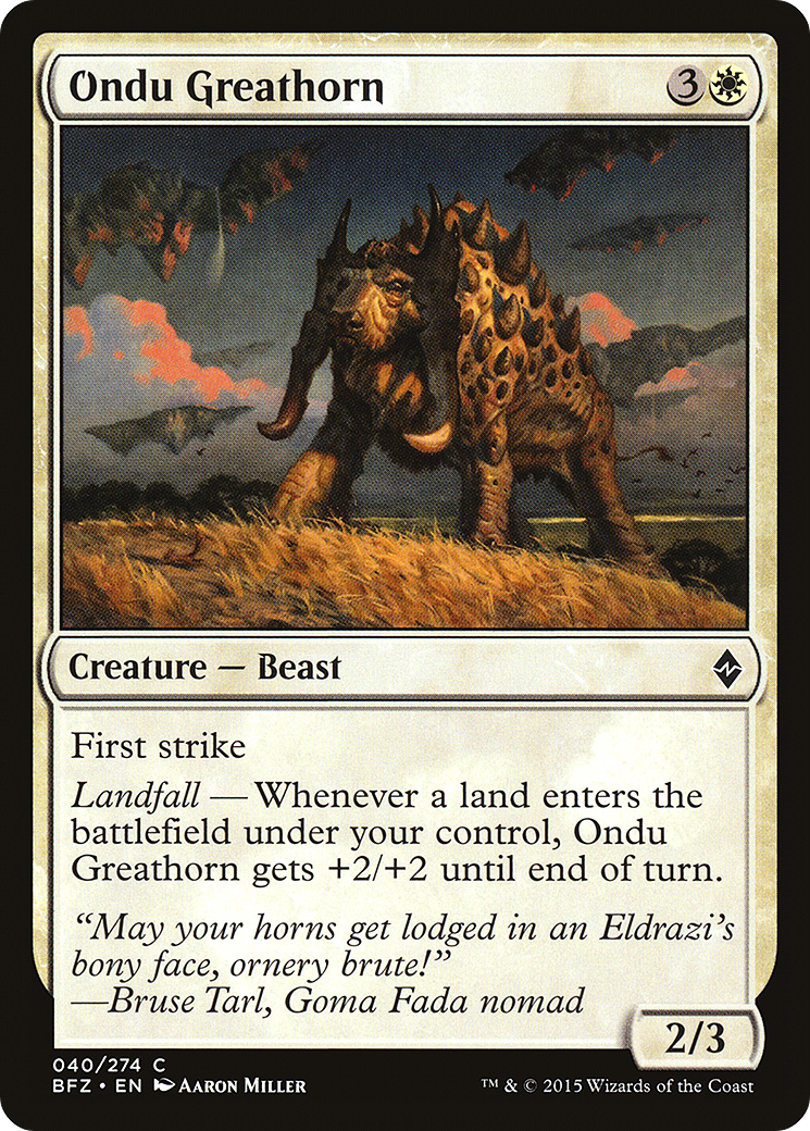 Magic: The Gathering - Ondu Greathorn Foil - Battle for Zendikar