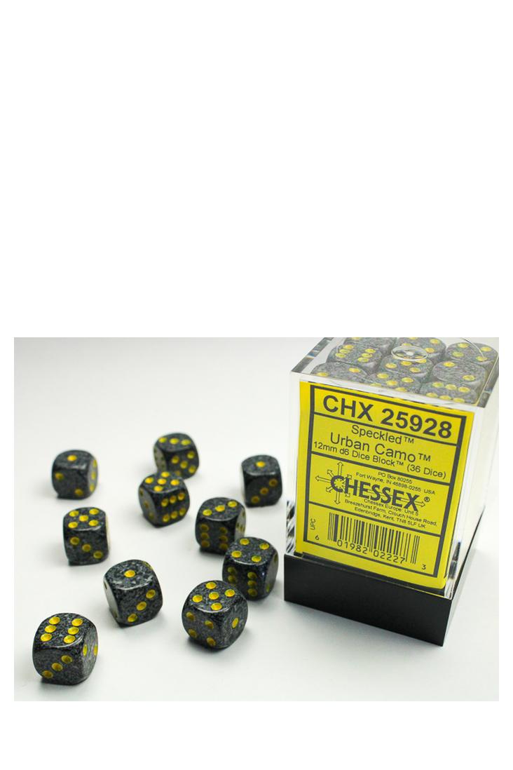 Chessex - 36er-Pack 12mm D6 Würfel - Speckled Urban Camo