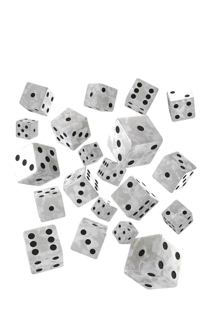 Q Workshop - 20er-Pack 14mm D6 Würfel - Pearl - Black