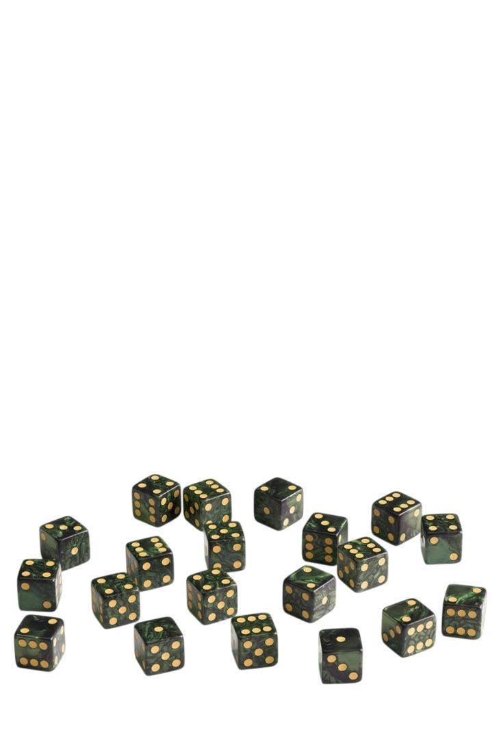 Q Workshop - 20er-Pack 16mm D6 Würfel - Bottle Green - Gold