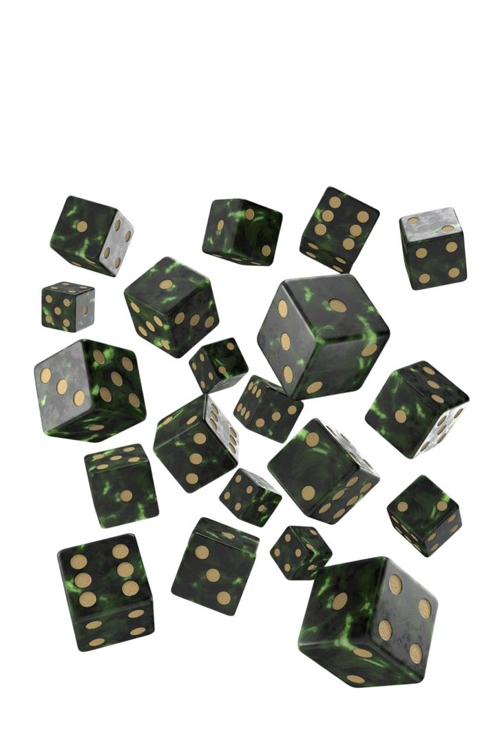 Q Workshop - 20er-Pack 16mm D6 Würfel - Bottle Green - Gold