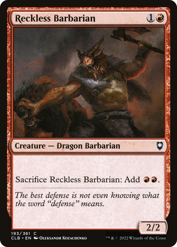 Magic: The Gathering - Reckless Barbarian - Commander Legends: Battle for Baldur's Gate
