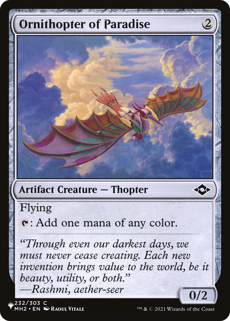 Magic: The Gathering - Ornithopter of Paradise - The List