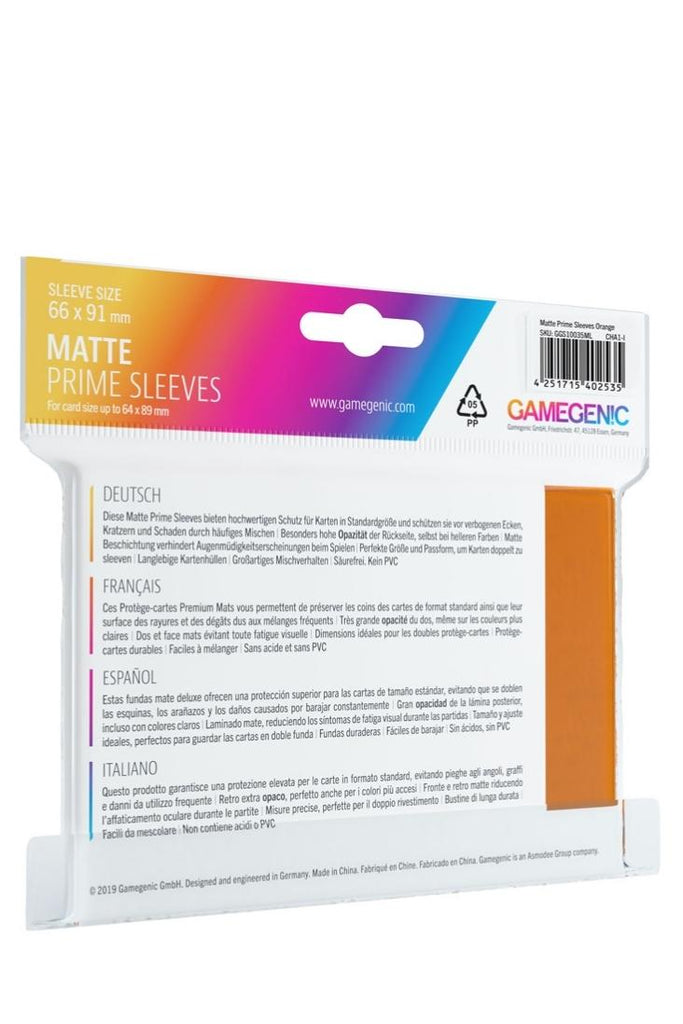 Gamegenic - 100 Matte Prime Sleeves Standardgrösse - Orange