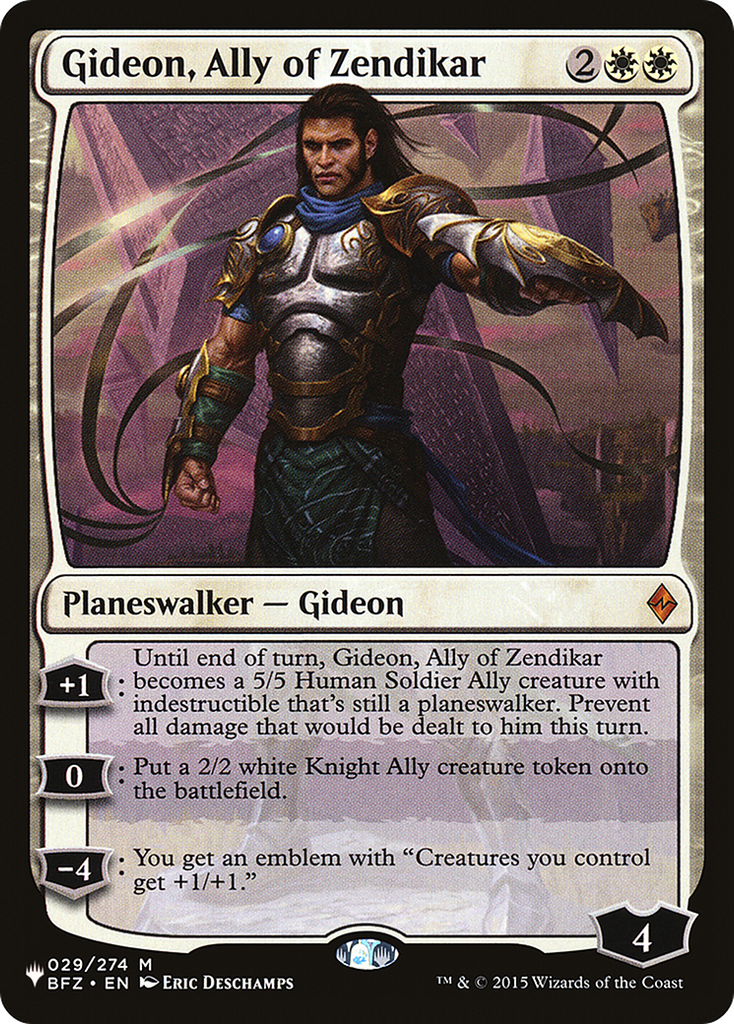 Magic: The Gathering - Gideon, Ally of Zendikar - The List