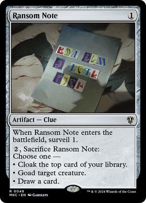 Magic: The Gathering - Ransom Note - Murders at Karlov Manor Commander