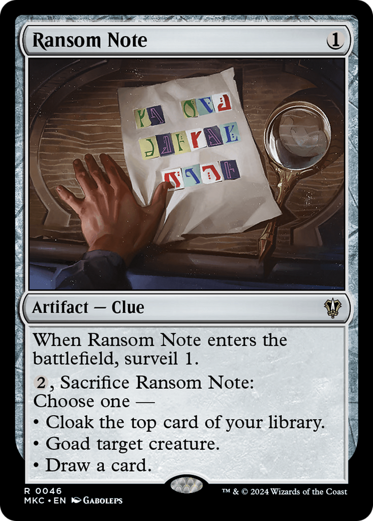 Magic: The Gathering - Ransom Note - Murders at Karlov Manor Commander