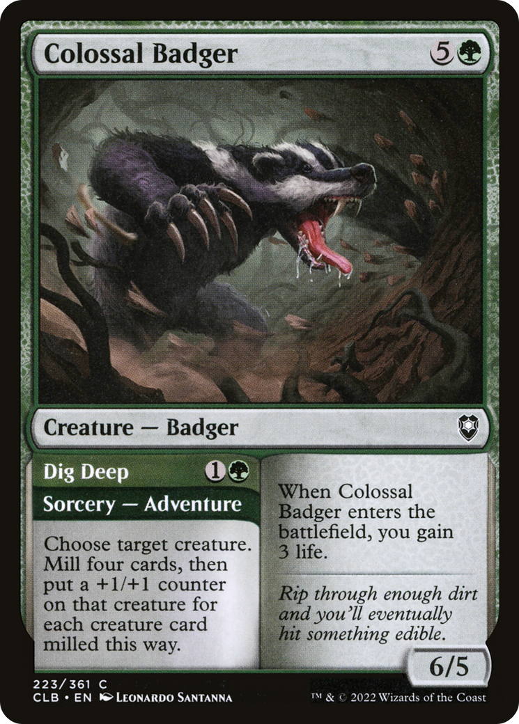 Magic: The Gathering - Colossal Badger // Dig Deep - Commander Legends: Battle for Baldur's Gate