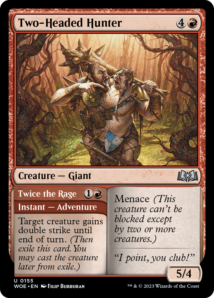 Magic: The Gathering - Two-Headed Hunter // Twice the Rage Foil - Wilds of Eldraine