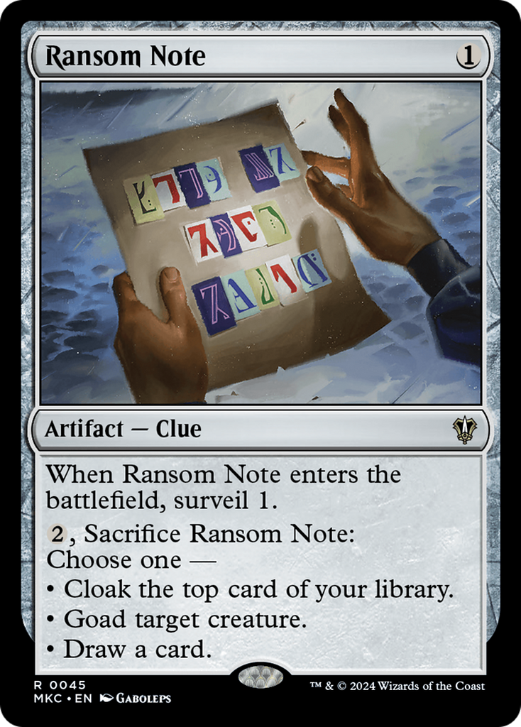 Magic: The Gathering - Ransom Note - Murders at Karlov Manor Commander