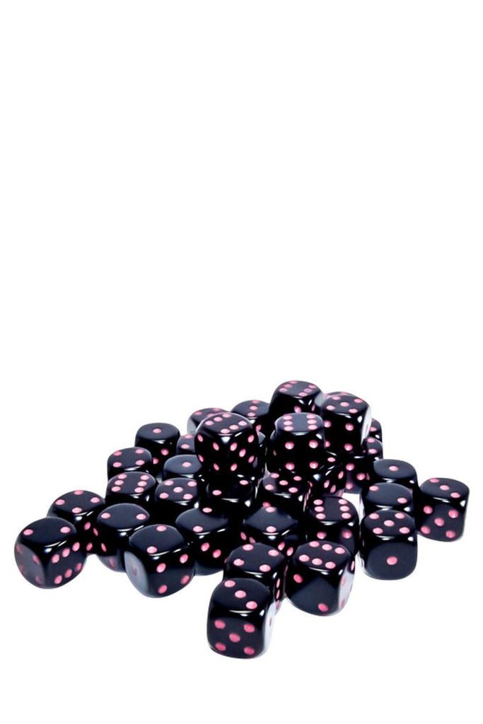 Chessex - 36er-Pack 12mm D6 Würfel - Schwarz - Pink