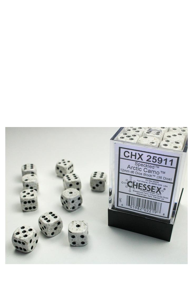 Chessex - 36er-Pack 12mm D6 Würfel - Speckled Arctic Camo