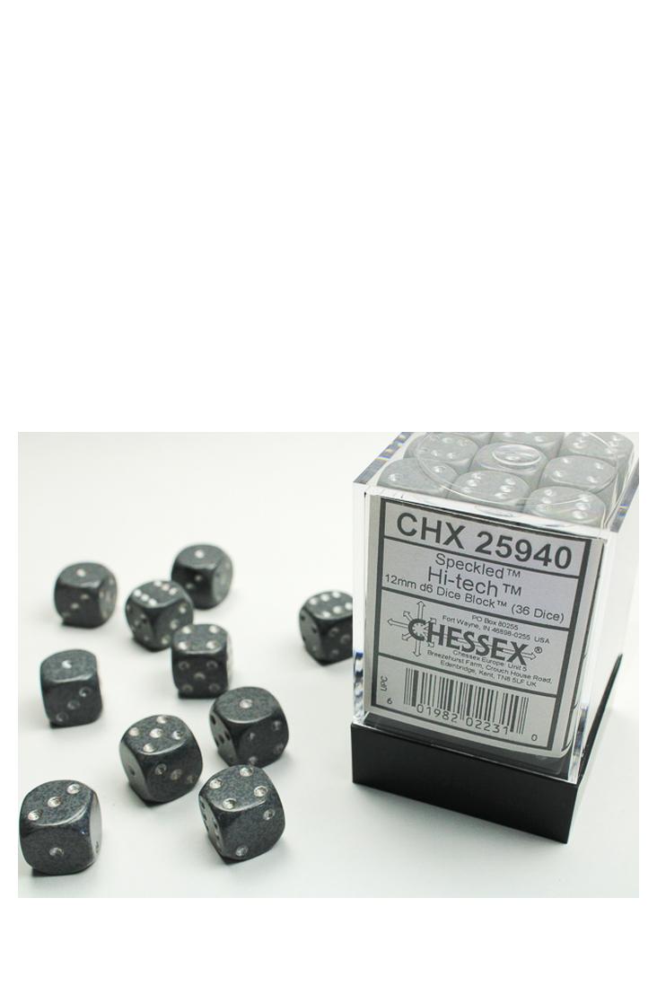 Chessex - 36er-Pack 12mm D6 Würfel - Speckled Hi-Tech