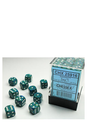 Chessex - 36er-Pack 12mm D6 Würfel - Speckled Sea
