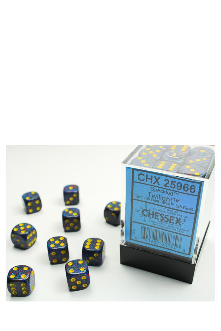 Chessex - 36er-Pack 12mm D6 Würfel - Speckled Twilight