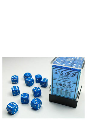 Chessex - 36er-Pack 12mm D6 Würfel - Speckled Water
