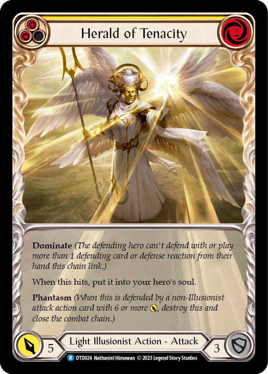 Flesh and Blood - Herald of Tenacity (Yellow) Extended Art - Dusk till Dawn