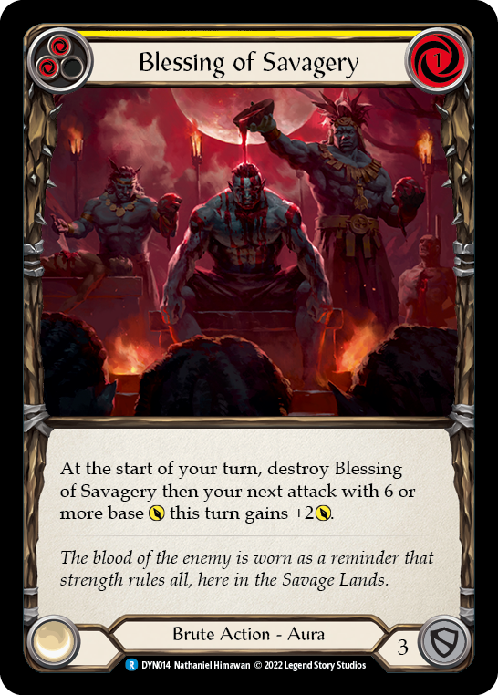 Flesh and Blood - Blessing of Savagery (Yellow) Rainbow Foil - Dynasty