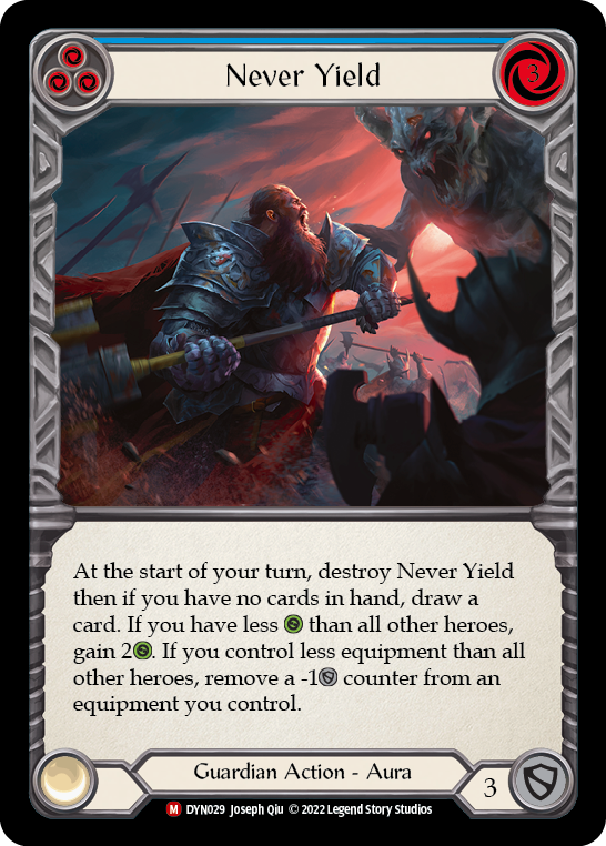 Flesh and Blood - Never Yield Rainbow Foil - Dynasty