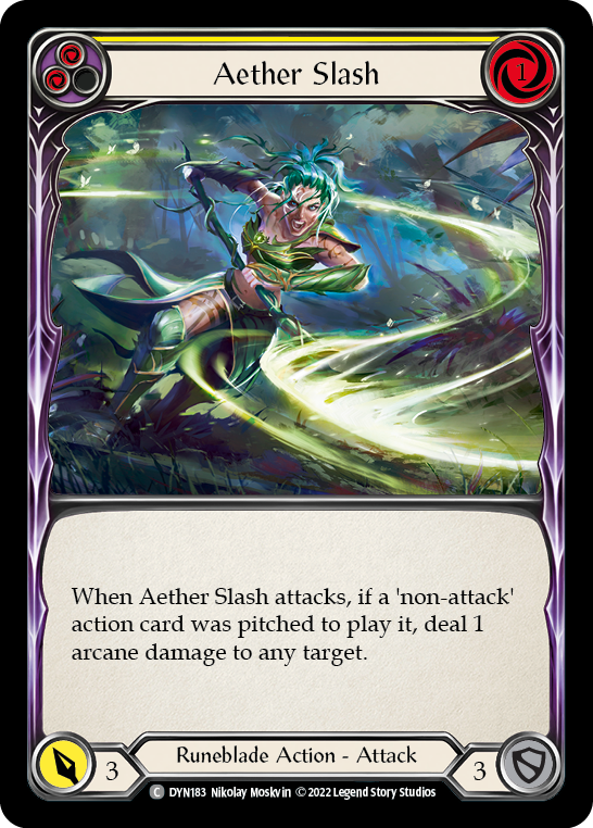 Flesh and Blood - Aether Slash (Yellow) Rainbow Foil - Dynasty