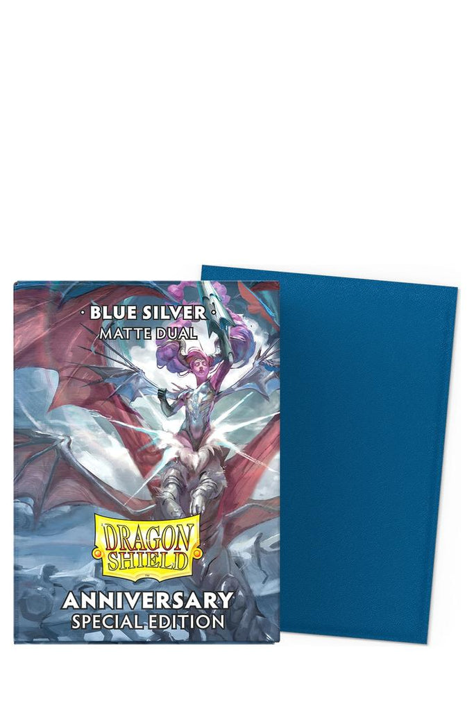 Dragon Shield - 100 Dual Matte Sleeves Standardgrösse - 25th Special Edition - Blue Silver