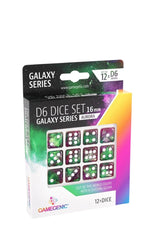 12er-Pack 16mm D6 Würfel - Galaxy Series - Aurora