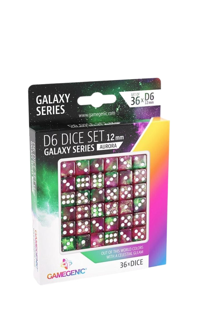 36er-Pack 12mm D6 Würfel - Galaxy Series - Aurora