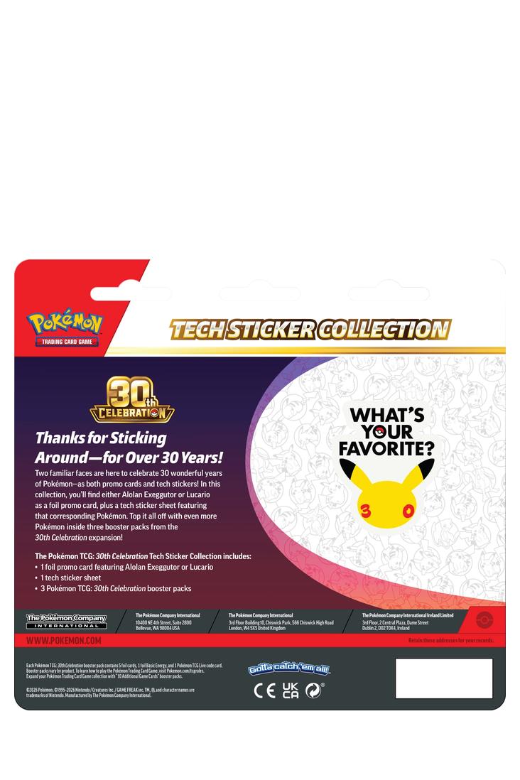 Pokémon - 30th Celebration Tech Sticker Collection - Lucario - Englisch