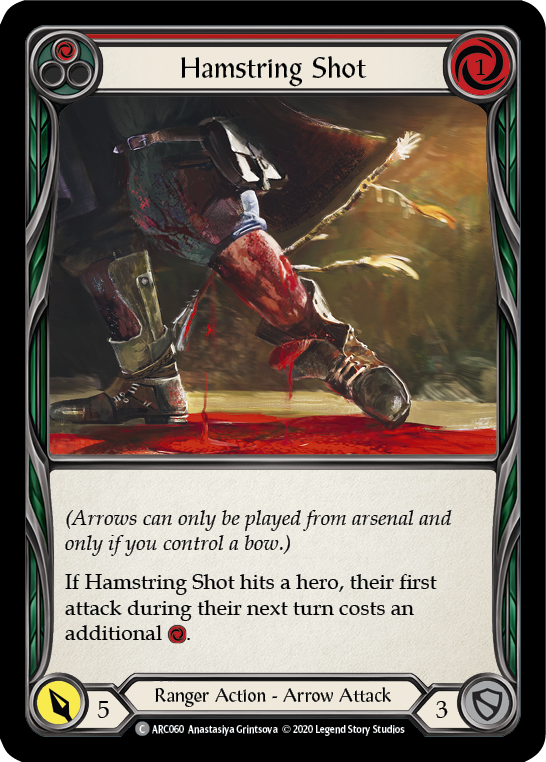 Flesh and Blood - Hamstring Shot (Red) Rainbow Foil - Arcane Rising Unlimited