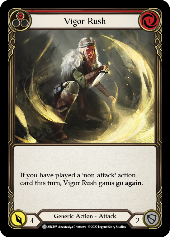 Flesh and Blood - Vigor Rush (Red) Rainbow Foil - Arcane Rising Unlimited