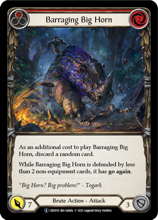 Flesh and Blood - Barraging Big Horn (Red) Rainbow Foil - Crucible of War Unlimited