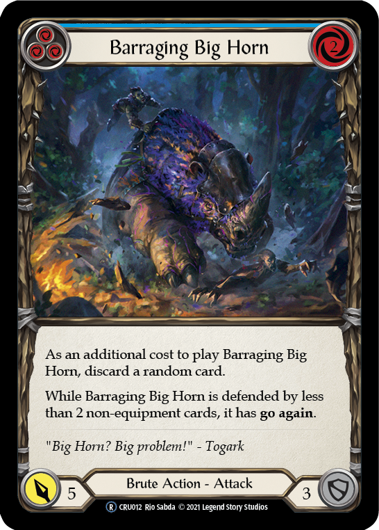 Flesh and Blood - Barraging Big Horn (Blue) Rainbow Foil - Crucible of War Unlimited