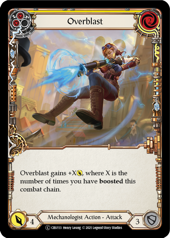 Flesh and Blood - Overblast (Yellow) Rainbow Foil - Crucible of War Unlimited