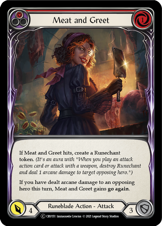 Flesh and Blood - Meat and Greet (Red) Rainbow Foil - Crucible of War Unlimited