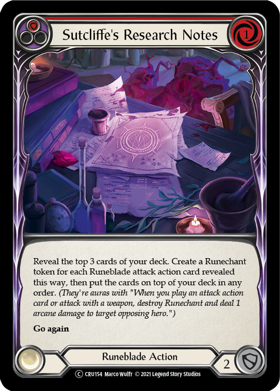 Flesh and Blood - Sutcliffe's Research Notes (Red) Rainbow Foil - Crucible of War Unlimited