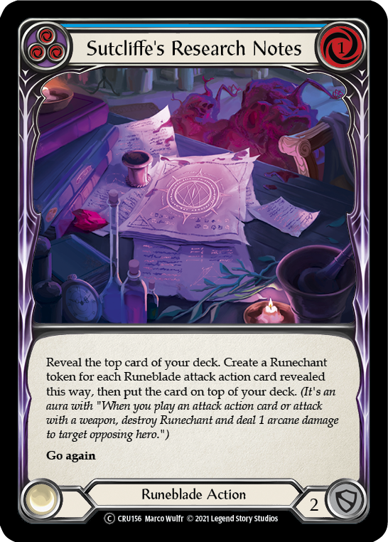 Flesh and Blood - Sutcliffe's Research Notes (Blue) - Crucible of War Unlimited