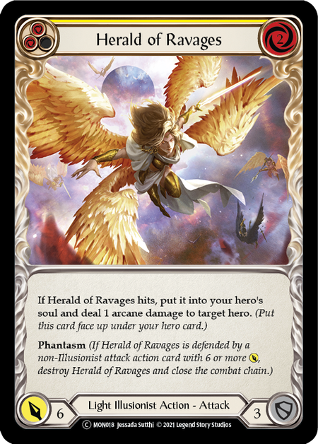 Flesh and Blood - Herald of Ravages (Yellow) Rainbow Foil - Monarch Unlimited