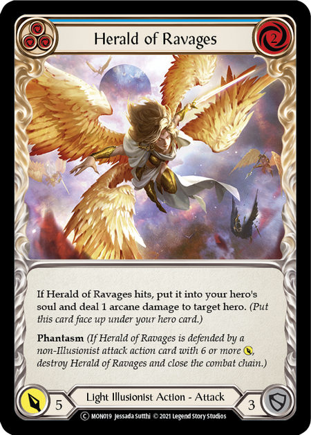 Flesh and Blood - Herald of Ravages (Blue) Rainbow Foil - Monarch Unlimited