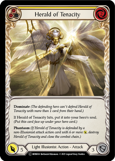 Flesh and Blood - Herald of Tenacity (Yellow) Rainbow Foil - Monarch Unlimited
