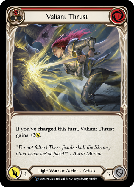 Flesh and Blood - Valiant Thrust (Red) Rainbow Foil - Monarch Unlimited