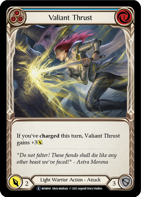 Flesh and Blood - Valiant Thrust (Blue) Rainbow Foil - Monarch Unlimited