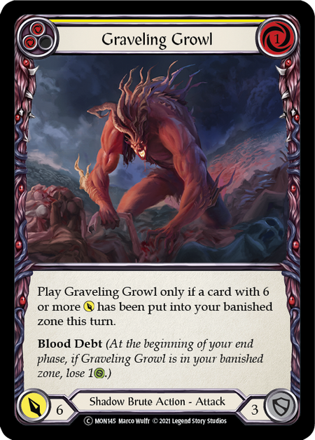 Flesh and Blood - Graveling Growl (Yellow) Rainbow Foil - Monarch Unlimited