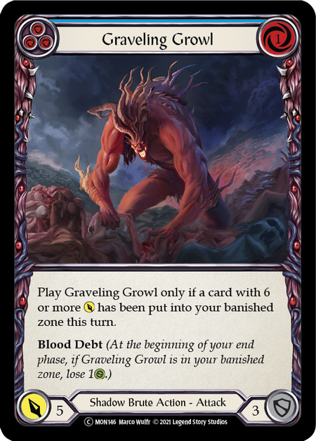 Flesh and Blood - Graveling Growl (Blue) Rainbow Foil - Monarch Unlimited