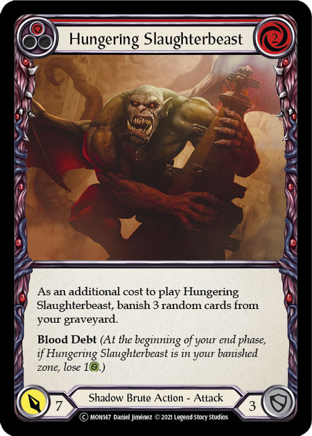 Flesh and Blood - Hungering Slaughterbeast (Red) Rainbow Foil - Monarch Unlimited