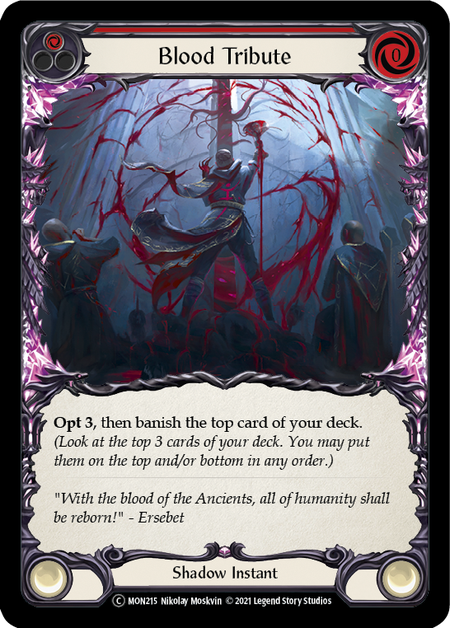 Flesh and Blood - Blood Tribute (Red) Rainbow Foil - Monarch Unlimited