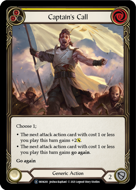 Flesh and Blood - Captain's Call (Yellow) Rainbow Foil - Monarch Unlimited